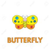 Cartoon Butterfly Flashcard for Children